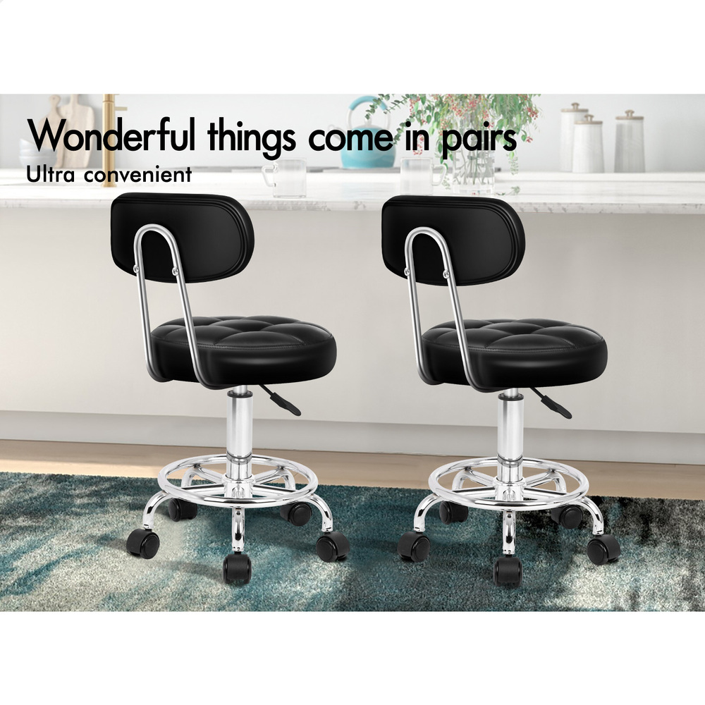 ALFORDSON Salon Stool Backrest Swivel Barber Hair Dress Leather Chair Riley - Picture 34 of 51