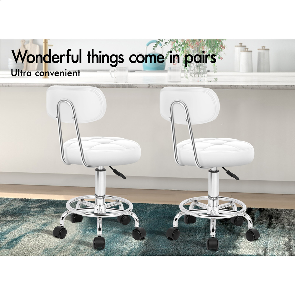 ALFORDSON Salon Stool Backrest Swivel Barber Hair Dress Leather Chair Riley - Picture 44 of 51