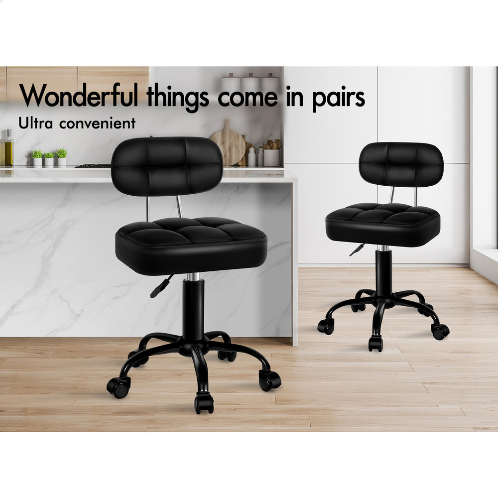 ALFORDSON Salon Stool Backrest Swivel Barber Hair Dress Leather Chair Tufan - Picture 24 of 51