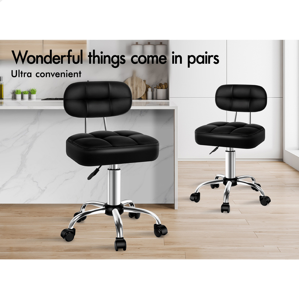 ALFORDSON Salon Stool Backrest Swivel Barber Hair Dress Leather Chair Tufan - Picture 34 of 51