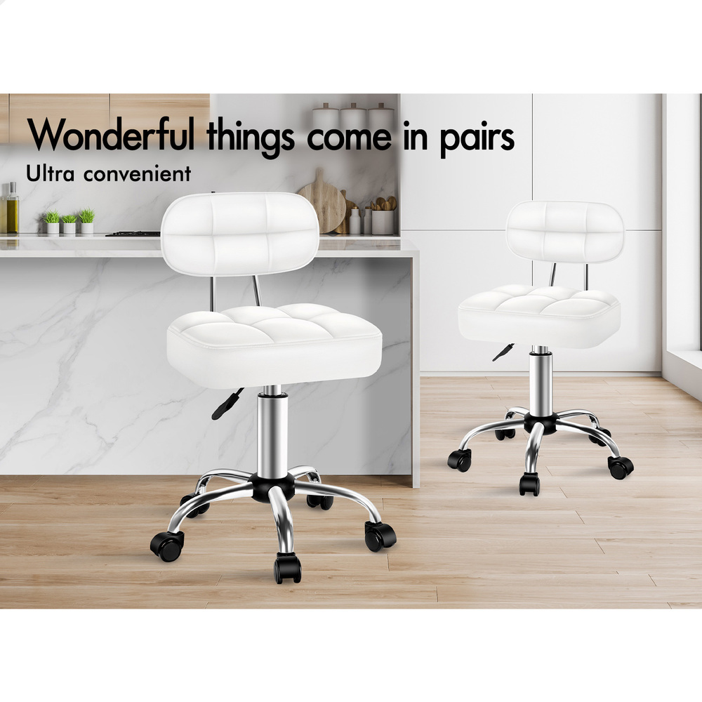ALFORDSON Salon Stool Backrest Swivel Barber Hair Dress Leather Chair Tufan - Picture 44 of 51