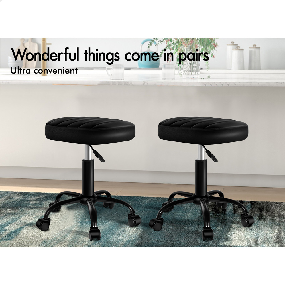 ALFORDSON Salon Stool Backrest Swivel Barber Hair Dress Leather Chair Lina - Picture 4 of 51