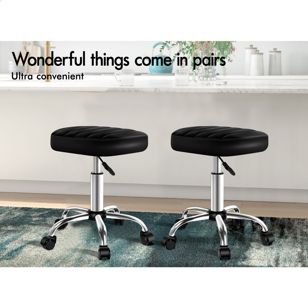ALFORDSON Salon Stool Backrest Swivel Barber Hair Dress Leather Chair Lina - Picture 14 of 51