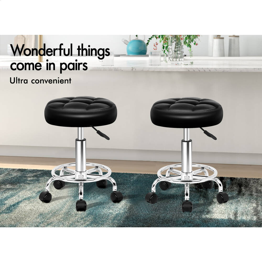 ALFORDSON Salon Stool Backrest Swivel Barber Hair Dress Leather Chair Riley - Picture 14 of 51