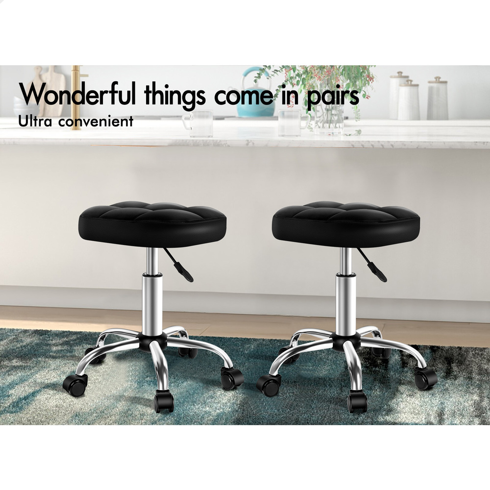 ALFORDSON Salon Stool Backrest Swivel Barber Hair Dress Leather Chair Tufan - Picture 14 of 51