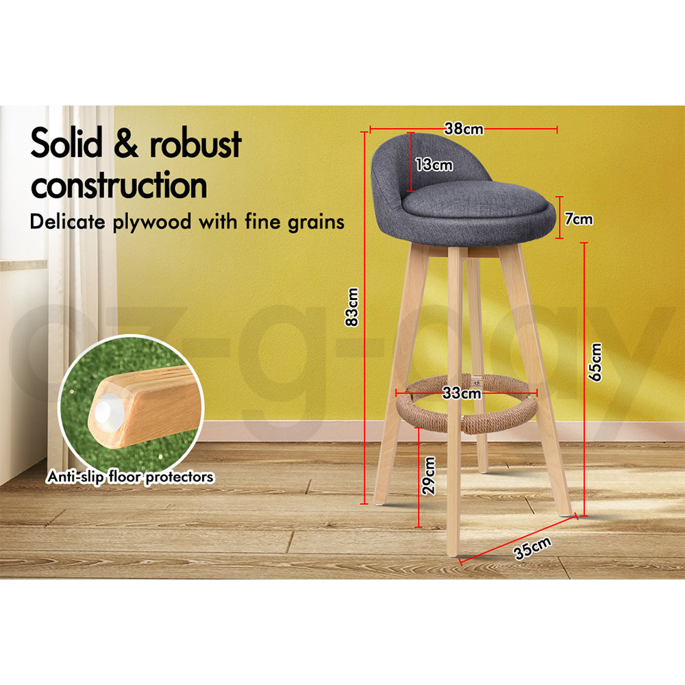 ALFORDSON Kitchen Bar Stools Wooden Swivel Leather Metal Dining Chair x2/x4 - Picture 984 of 1,020
