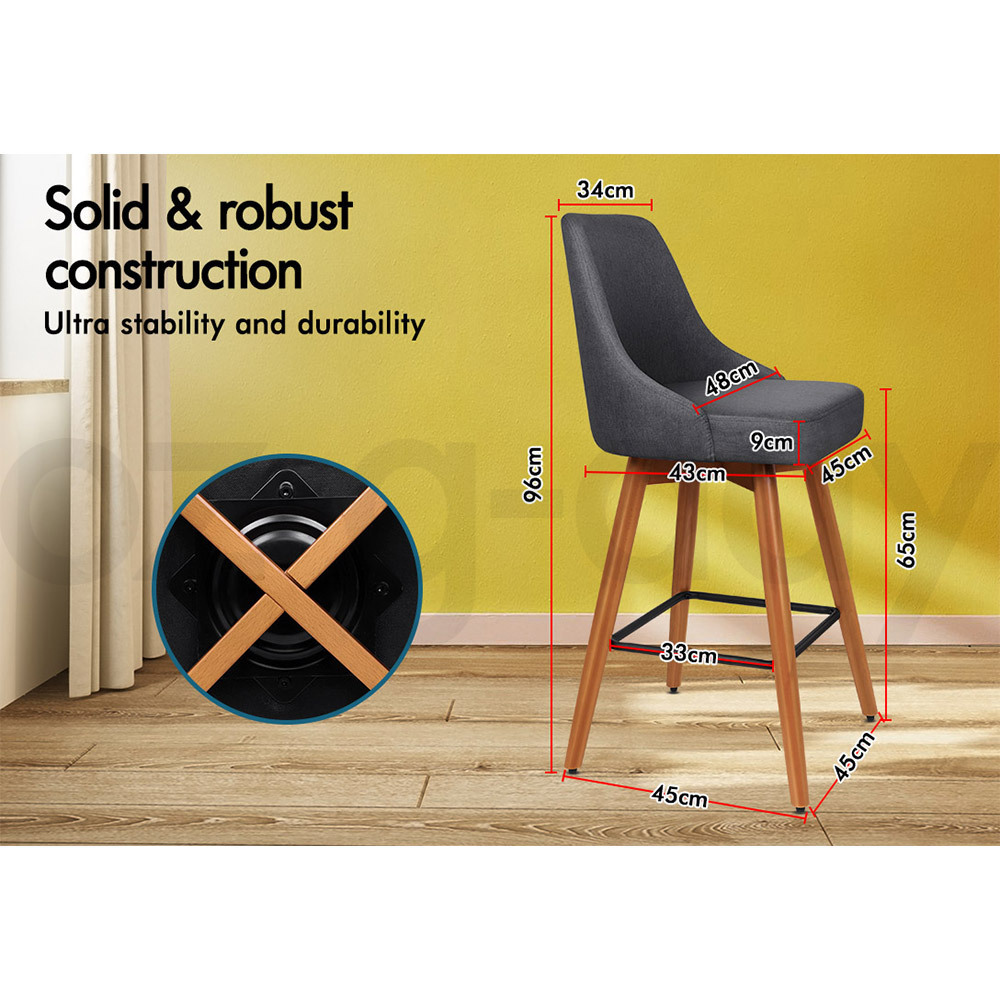 ALFORDSON Kitchen Bar Stools Wooden Swivel Leather Metal Dining Chair x2/x4 - Picture 992 of 1,020