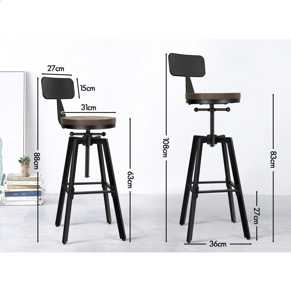ALFORDSON Kitchen Bar Stools Wooden Swivel Leather Metal Dining Chair x2/x4 - Picture 872 of 1,020