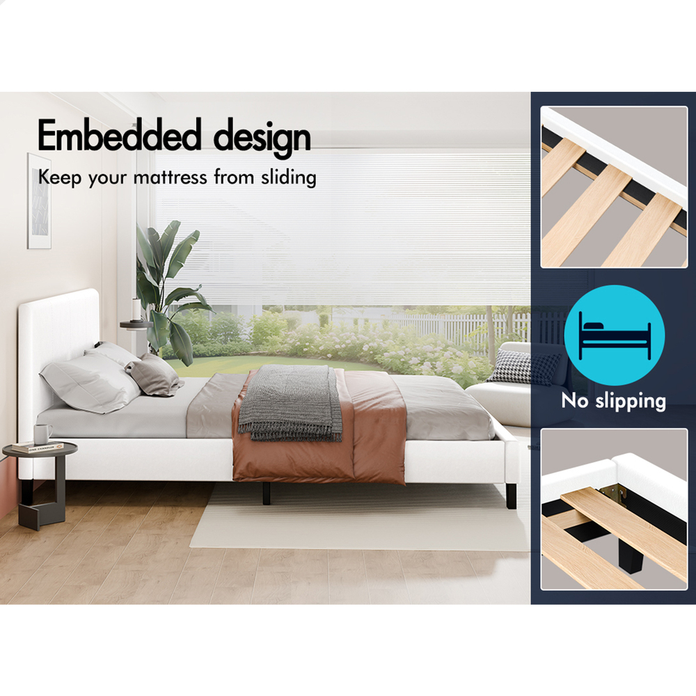 ALFORDSON Bed Frame Queen Double King Single Base Wooden Slats Leather Fabric - Picture 53 of 301