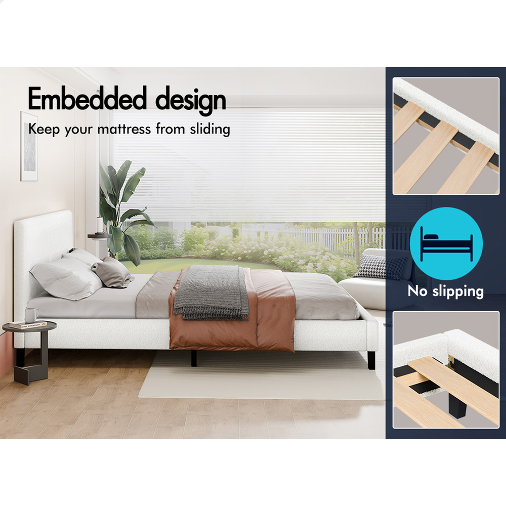 ALFORDSON Bed Frame Queen Double King Single Base Wooden Slats Leather Fabric - Picture 125 of 301