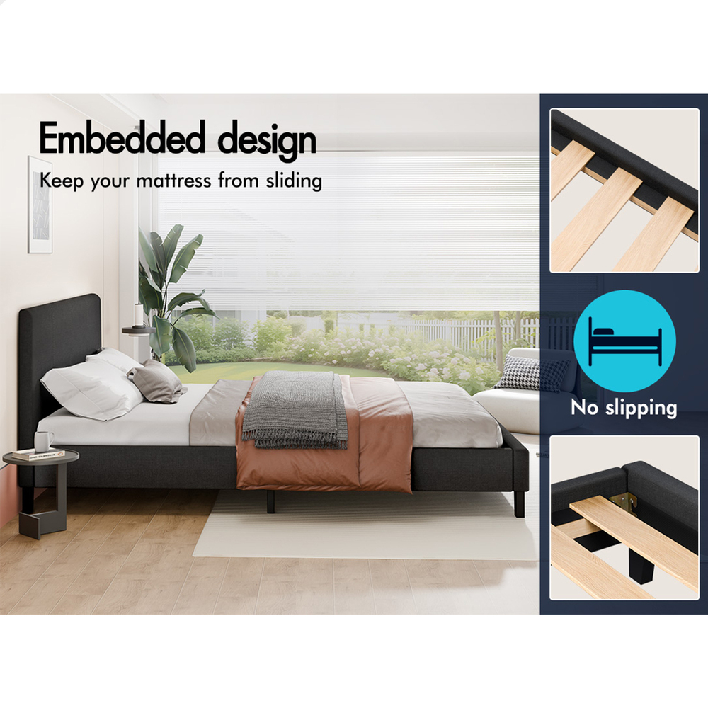 ALFORDSON Bed Frame Queen Double King Single Base Wooden Slats Leather Fabric - Picture 137 of 301