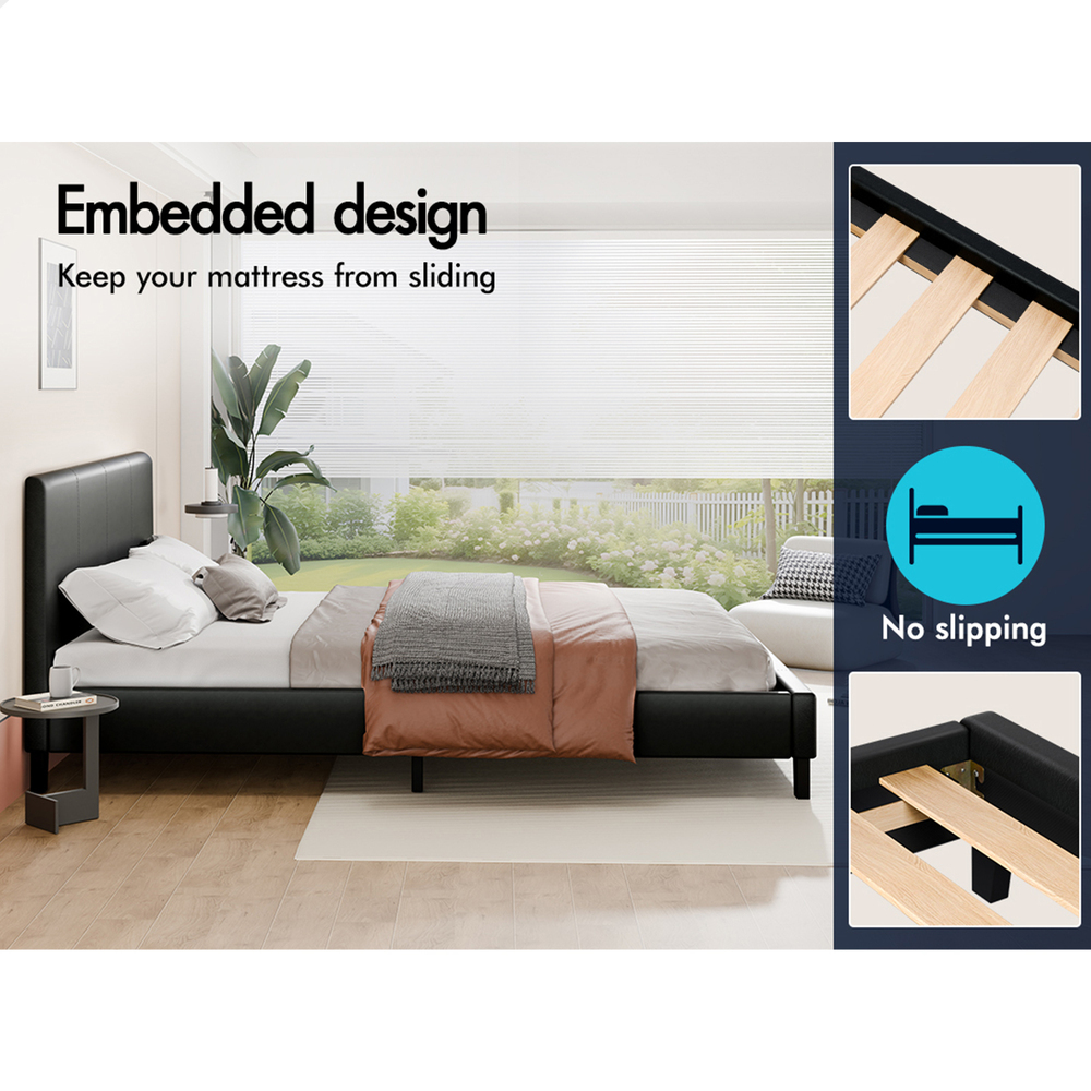 ALFORDSON Bed Frame Queen Double King Single Base Wooden Slats Leather Fabric - Picture 221 of 301