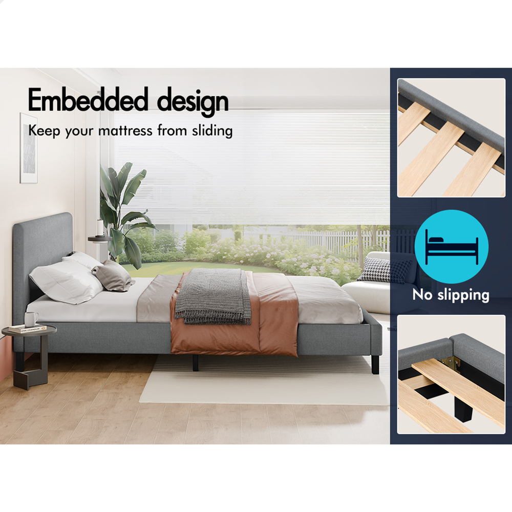 ALFORDSON Bed Frame Queen Double King Single Base Wooden Slats Leather Fabric - Picture 209 of 301