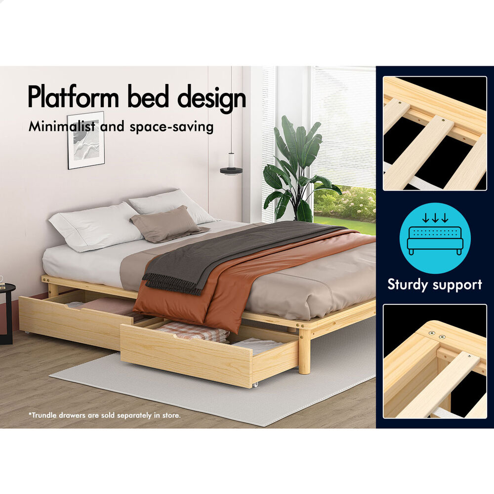 ALFORDSON Bed Frame Queen Double King Single Size Wooden Mattress Base White/Oak - Picture 352 of 864
