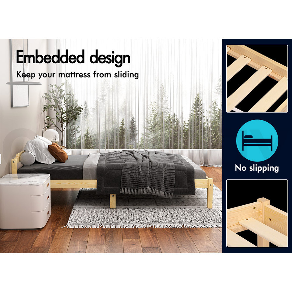 ALFORDSON Bed Frame Queen Double King Single Size Wooden Mattress Base White/Oak - Picture 208 of 864