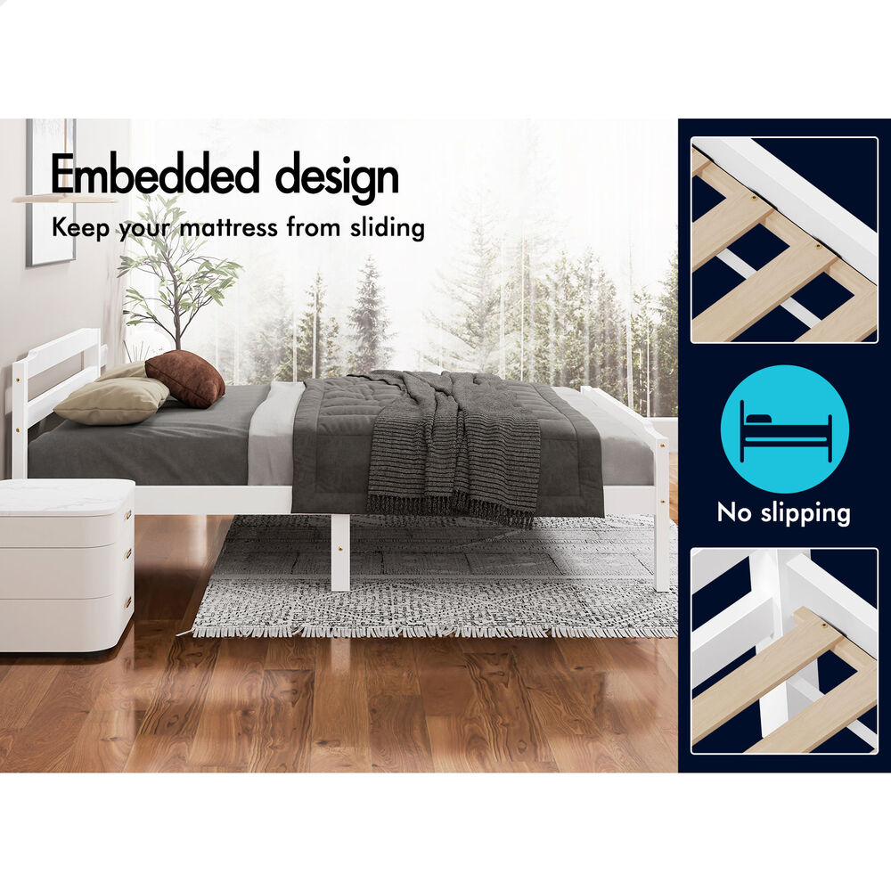 ALFORDSON Bed Frame Queen Double King Single Size Wooden Mattress Base White/Oak - Picture 628 of 864