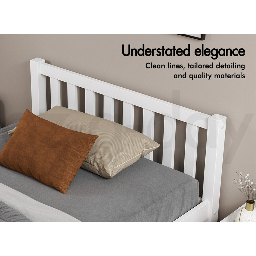 ALFORDSON Bed Frame Queen Double King Single Size Wooden Mattress Base White/Oak - Picture 112 of 864