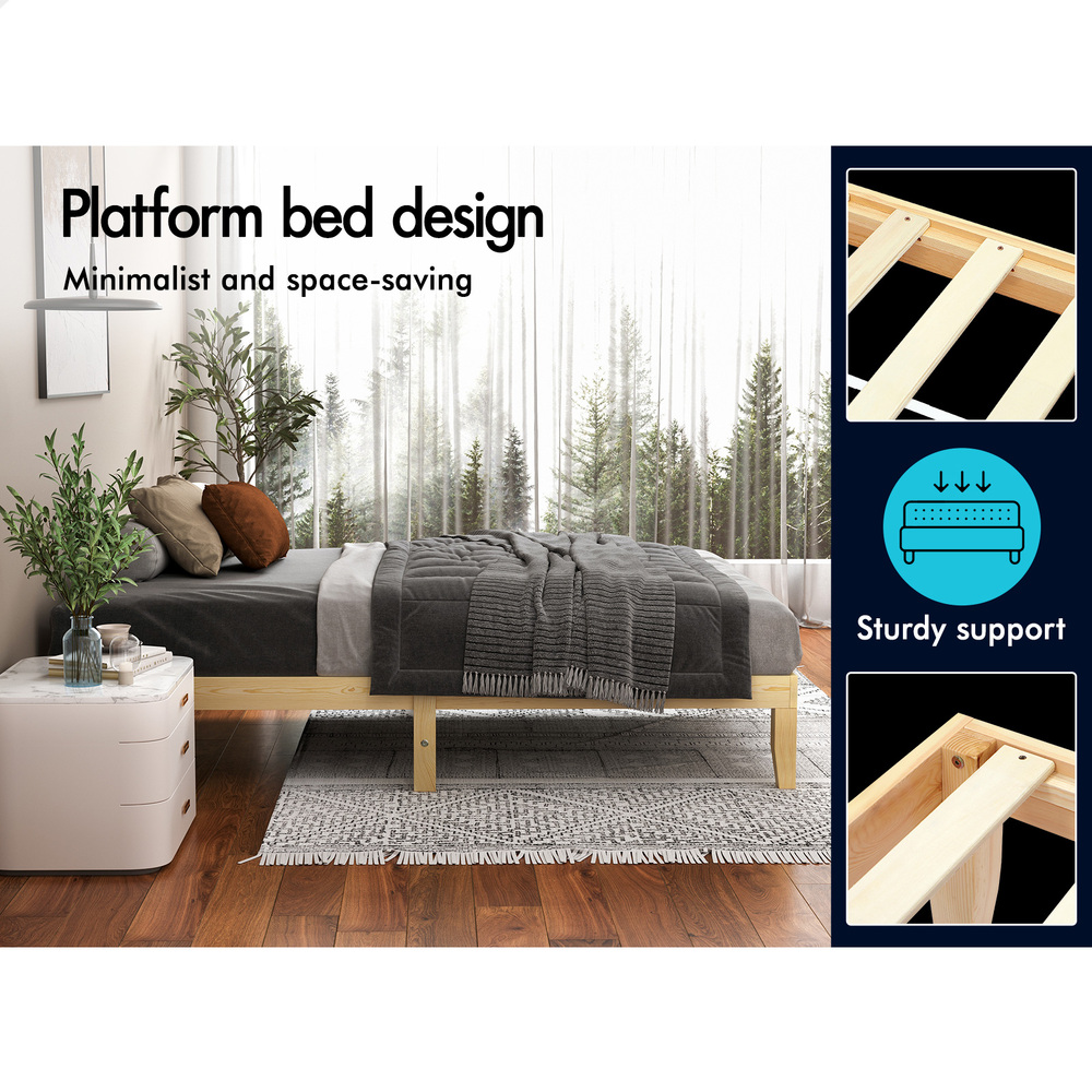 ALFORDSON Bed Frame Queen Double King Single Size Wooden Mattress Base White/Oak - Picture 256 of 864