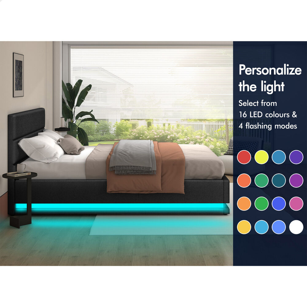 ALFORDSON Bed Frame Queen Double King Single RGB LED Gas Lift Storage Base - Picture 197 of 301