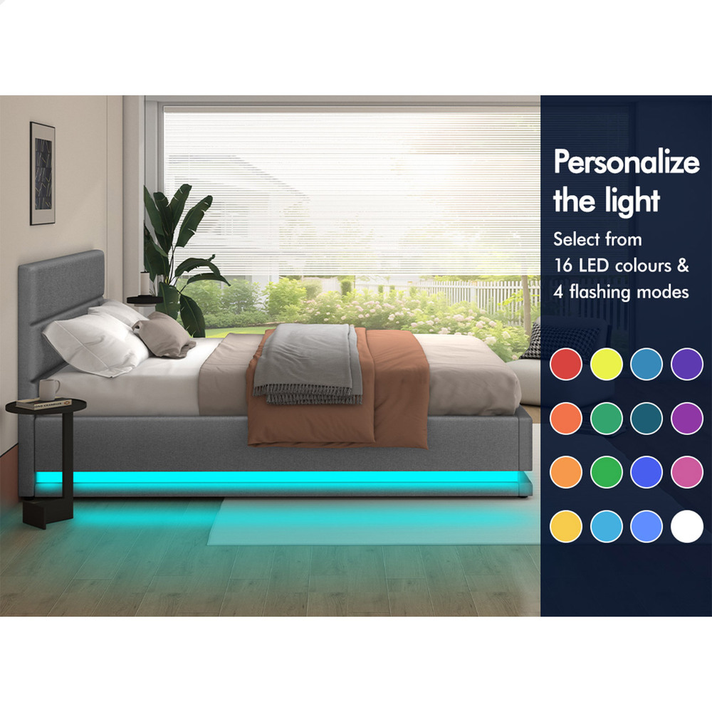 ALFORDSON Bed Frame Queen Double King Single RGB LED Gas Lift Storage Base - Picture 209 of 301