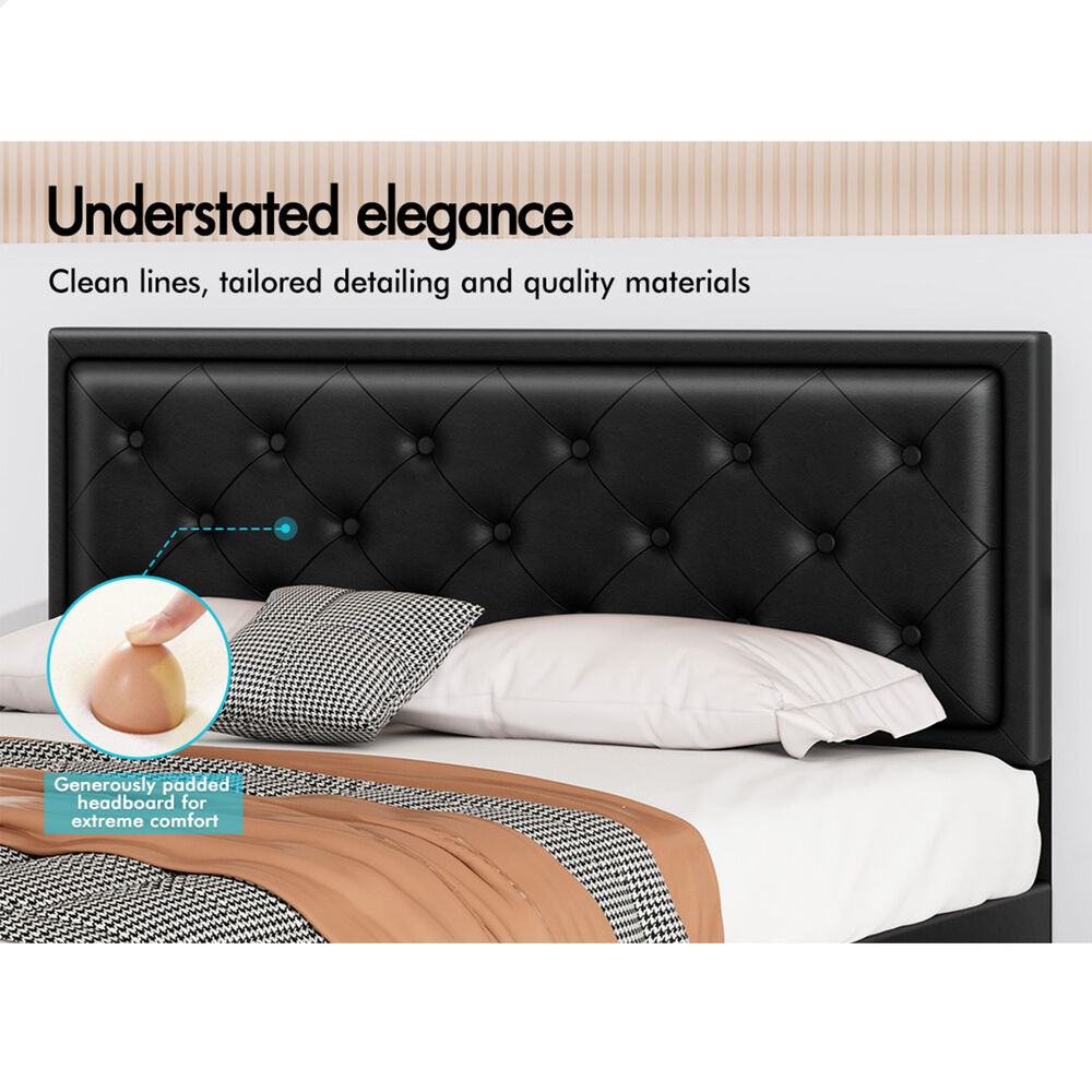 ALFORDSON Bed Frame Double Queen King RGB LED Gas Lift Storage Base Leather - Picture 486 of 1,903