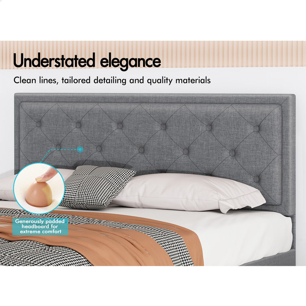 ALFORDSON Bed Frame Double Queen King RGB LED Gas Lift Storage Base Leather - Picture 534 of 1,903