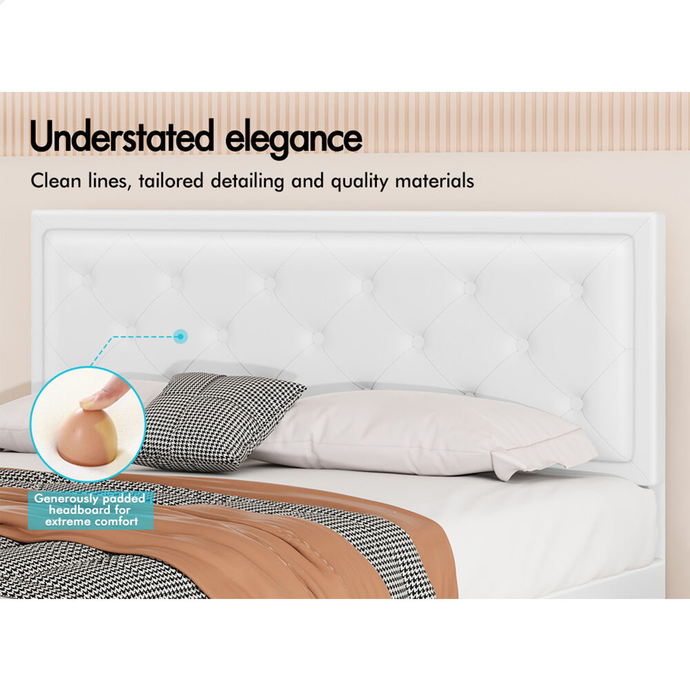 ALFORDSON Bed Frame Double Queen King RGB LED Gas Lift Storage Base Leather - Picture 618 of 1,903