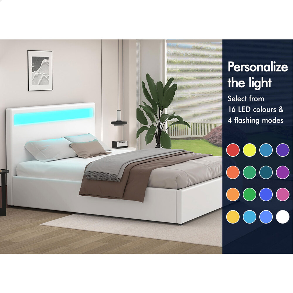 ALFORDSON Bed Frame Double Queen King RGB LED Gas Lift Storage Base - Picture 89 of 145