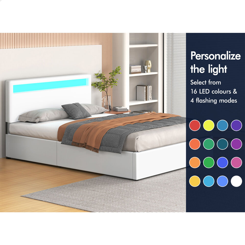 ALFORDSON Bed Frame Double Queen King Single RGB LED Gas Lift Storage Base - Picture 86 of 225