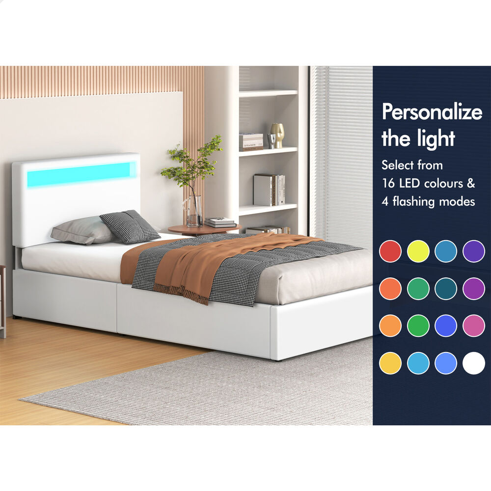 ALFORDSON Bed Frame Double Queen King Single RGB LED Gas Lift Storage Base - Picture 218 of 225
