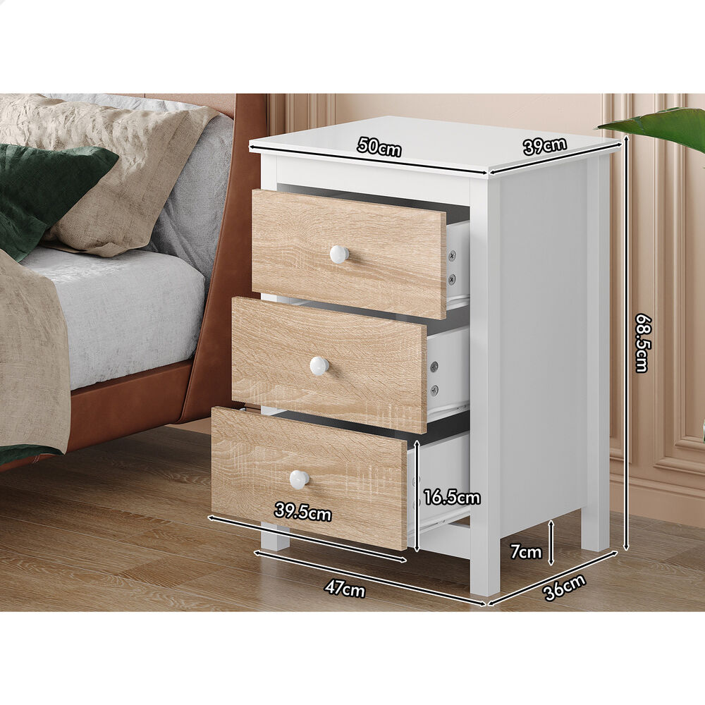ALFORDSON Bedside Table RGB LED Nightstand 1/2/3 Drawers Side Table Storage - Picture 259 of 521