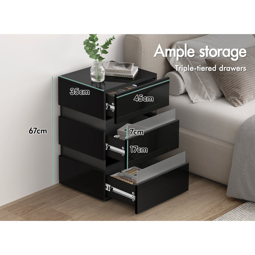 ALFORDSON Bedside Table RGB LED Nightstand 1/2/3 Drawers Side Table Storage - Picture 325 of 521