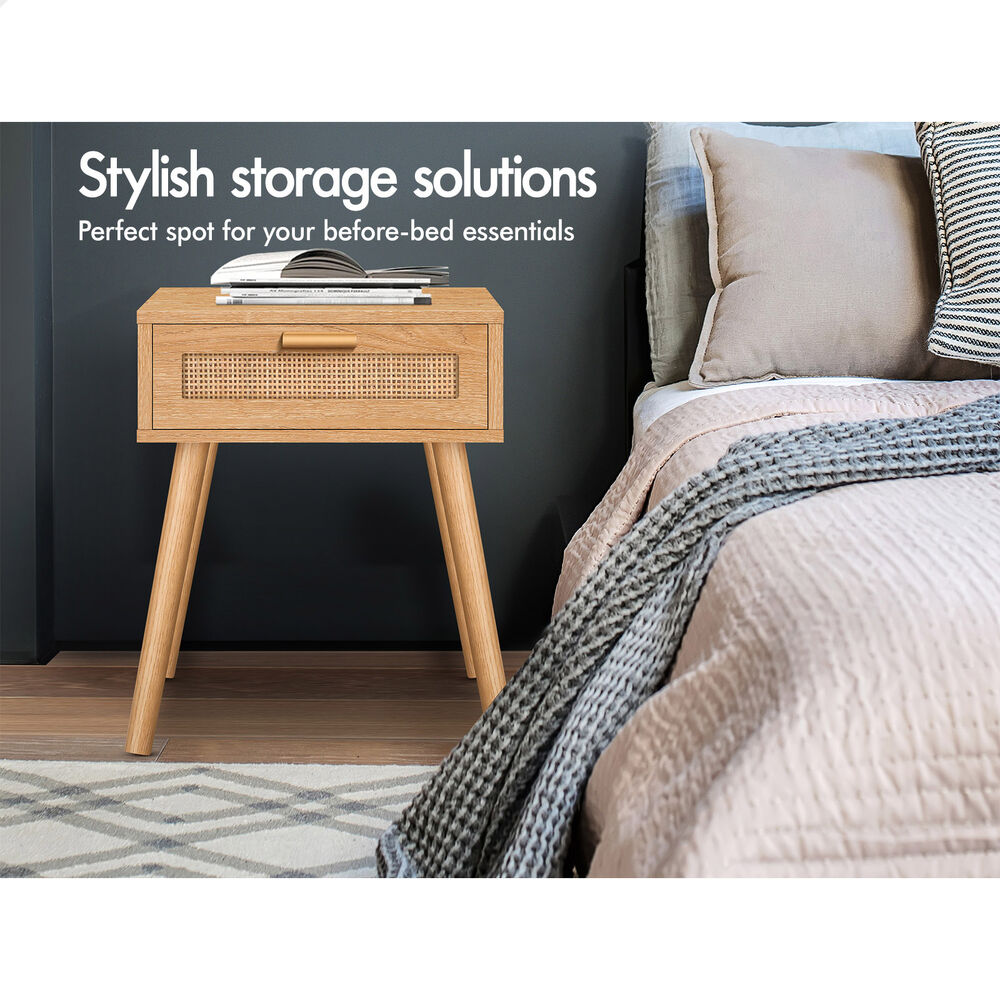 ALFORDSON Bedside Table Chest of Drawers Bedroom Set Rattan Storage Cabinet - Picture 17 of 88
