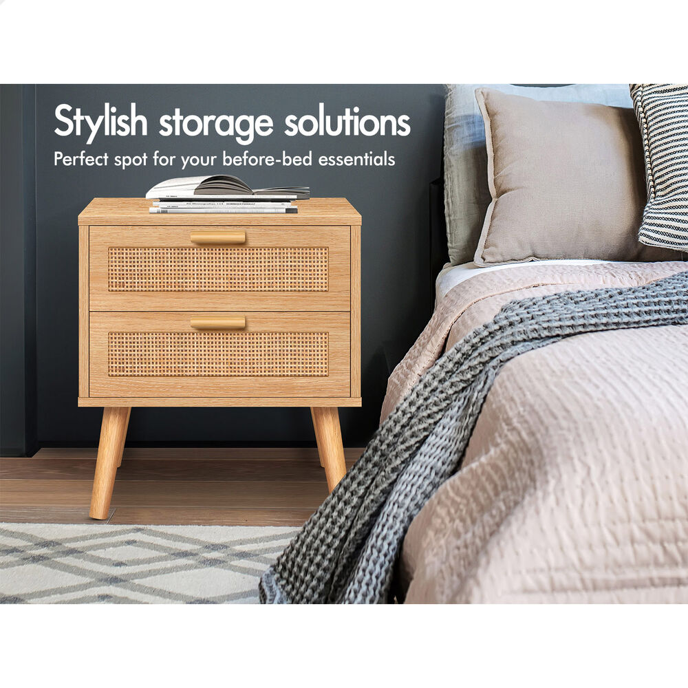 ALFORDSON Bedside Table Chest of Drawers Bedroom Set Rattan Storage Cabinet - Picture 35 of 88