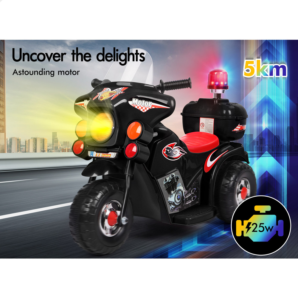 ALFORDSON Kids Ride On Car Police Motorcycle Electric Toy 25W Motor MP3 Lights - Picture 5 of 37