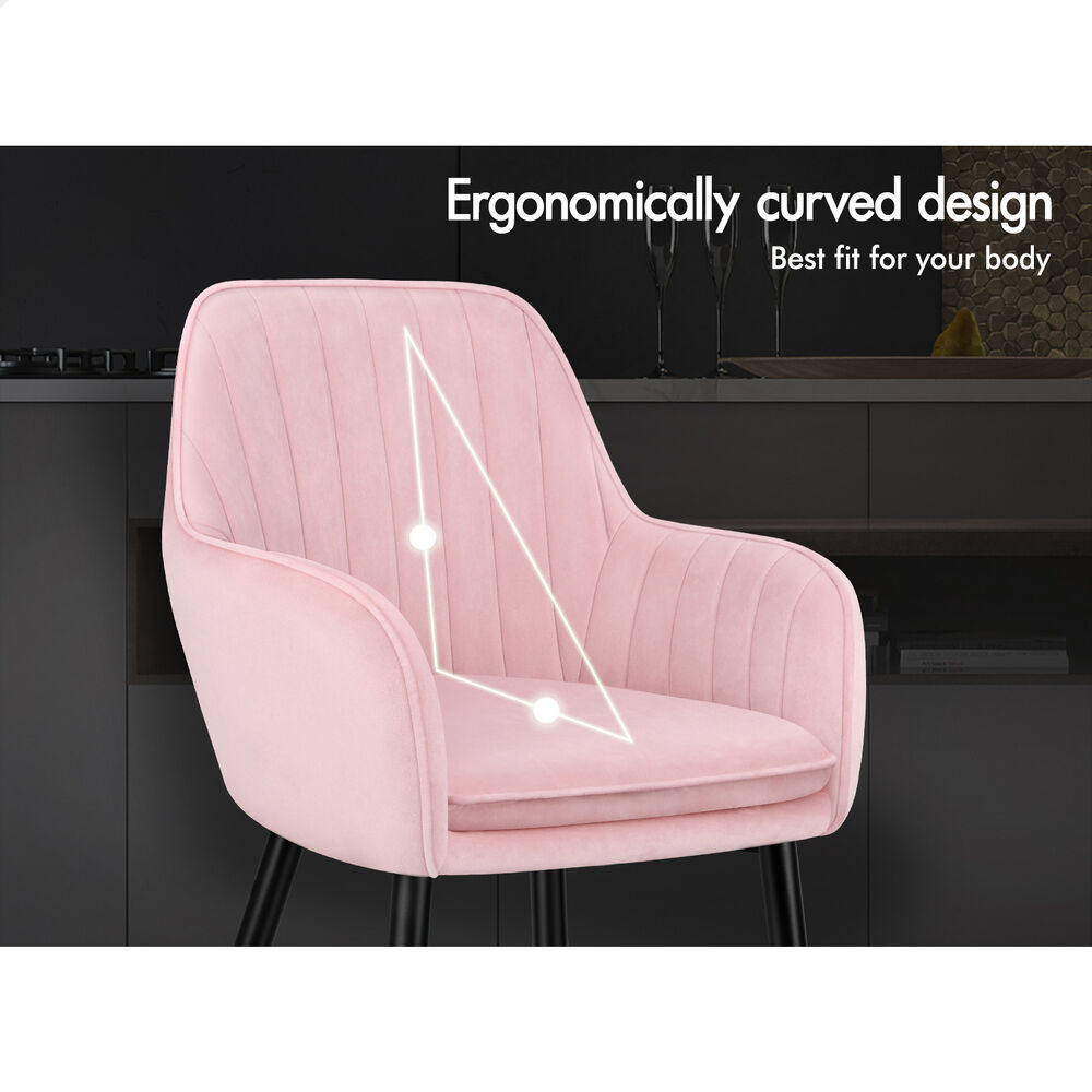ALFORDSON 2/4x Armchair Dining Chair Kitchen Accent Sofa Couch Granular Velvet - Picture 83 of 90