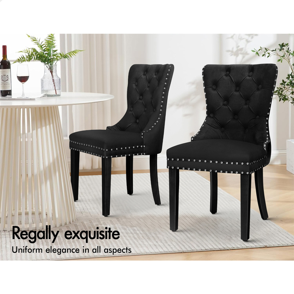 ALFORDSON 2x/4x Dining Chair Kitchen Padded Diamond Tufted Velvet Leather Fabric - Picture 82 of 114