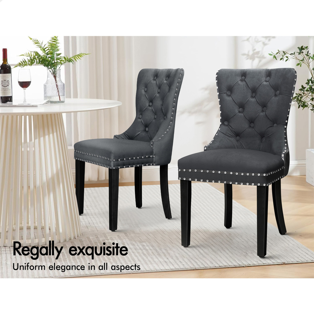 ALFORDSON 2x/4x Dining Chair Kitchen Padded Diamond Tufted Velvet Leather Fabric - Picture 94 of 114
