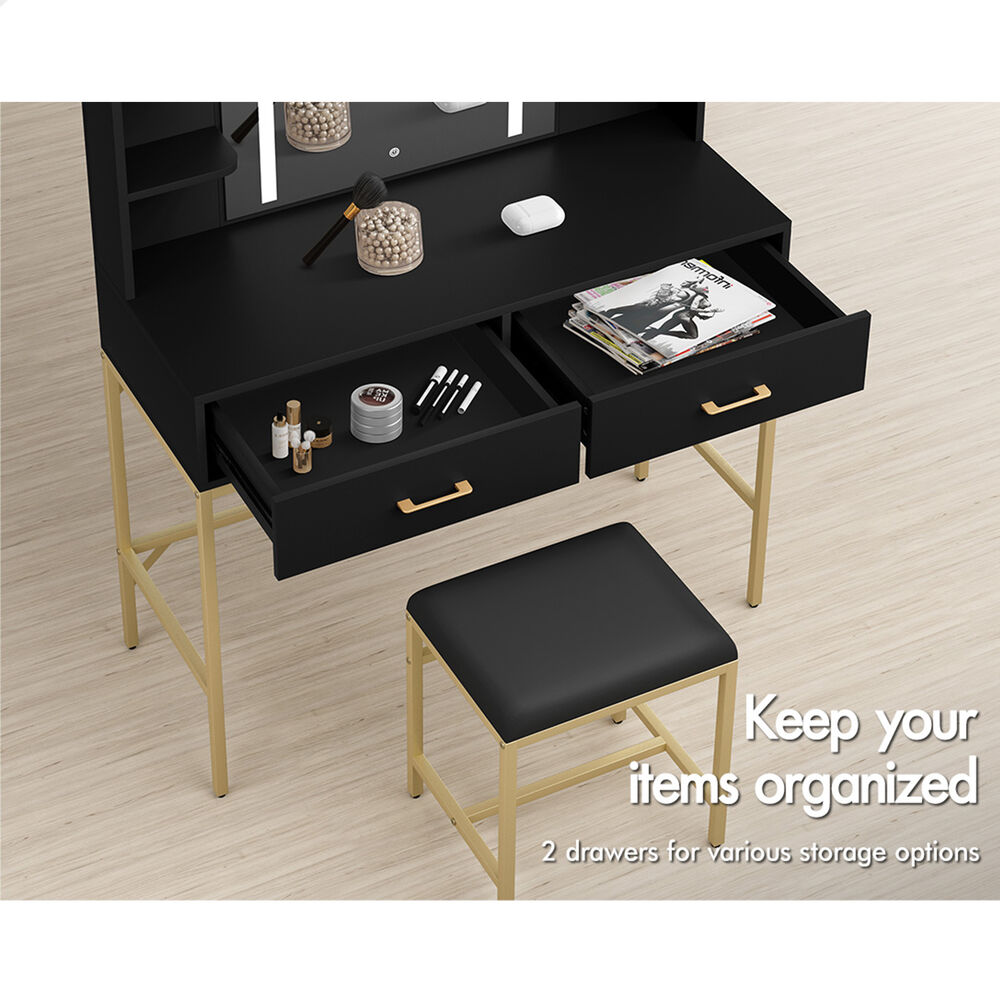 ALFORDSON Dressing Table Stool Set Makeup Mirror Storage Vanity Desk LED Bulbs - Picture 214 of 520