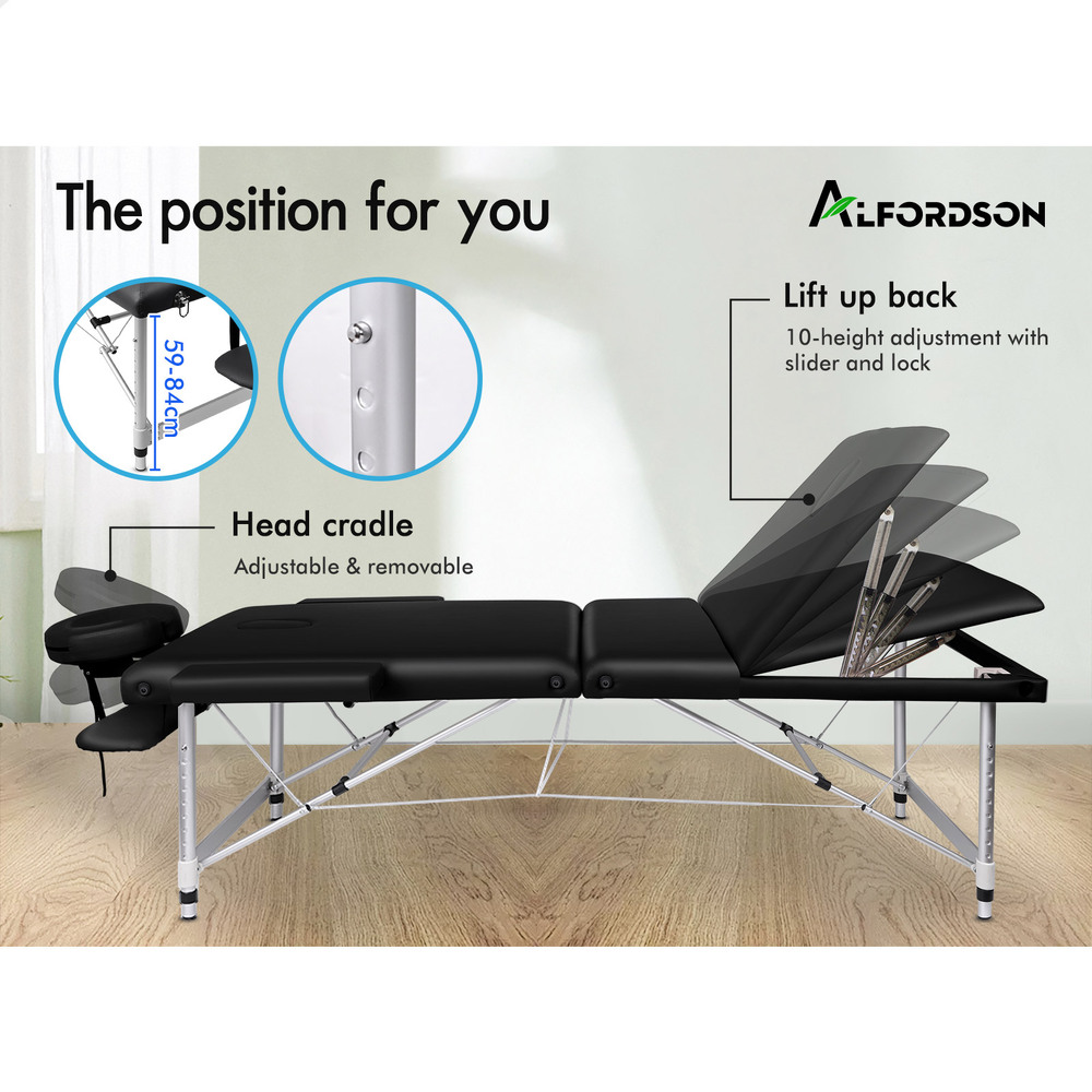 ALFORDSON Massage Table 3 Fold 65/75/85cm Foldable Portable Bed Aluminium Desk - Picture 112 of 168