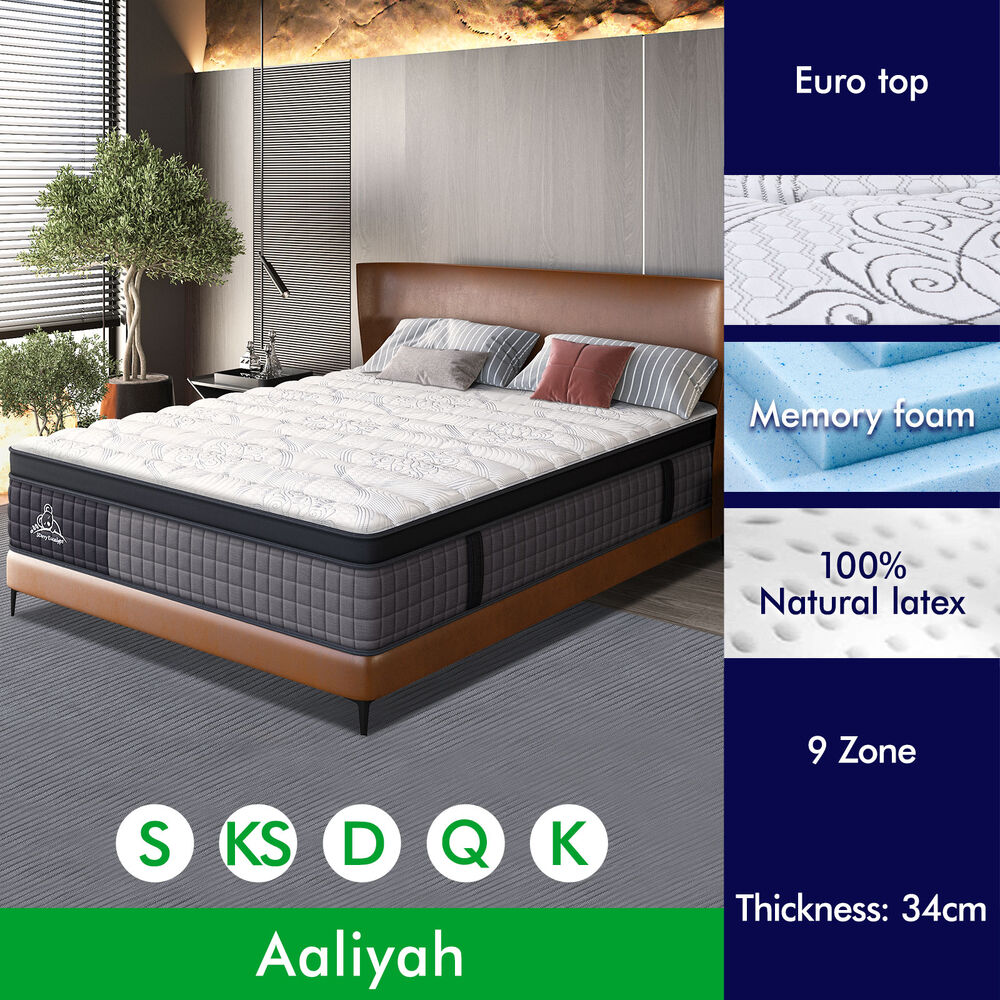 STARRY EUCALYPT Mattress Queen Double King Single Bed Spring Foam Euro PillowTop - Picture 772 of 876