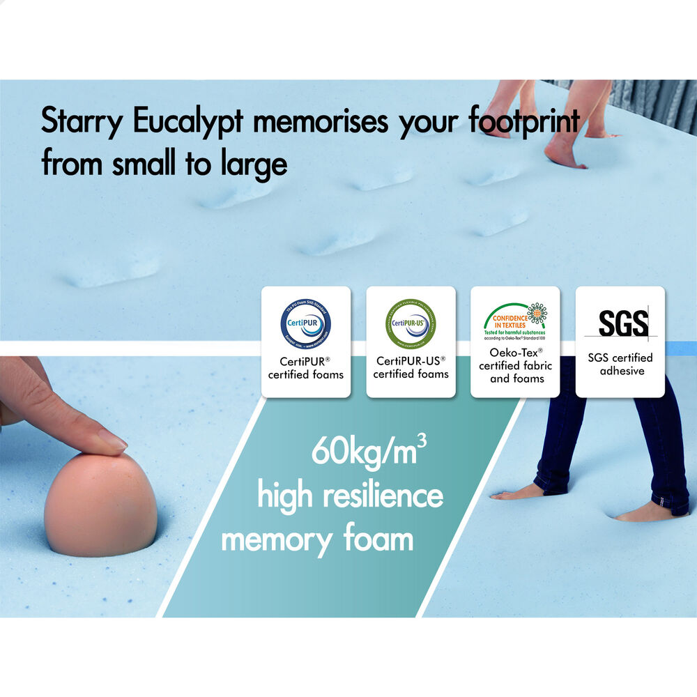 STARRY EUCALYPT Memory Foam Mattress Topper 5/8/10/12cm Bamboo 7-Zone Cool Gel - Picture 148 of 912