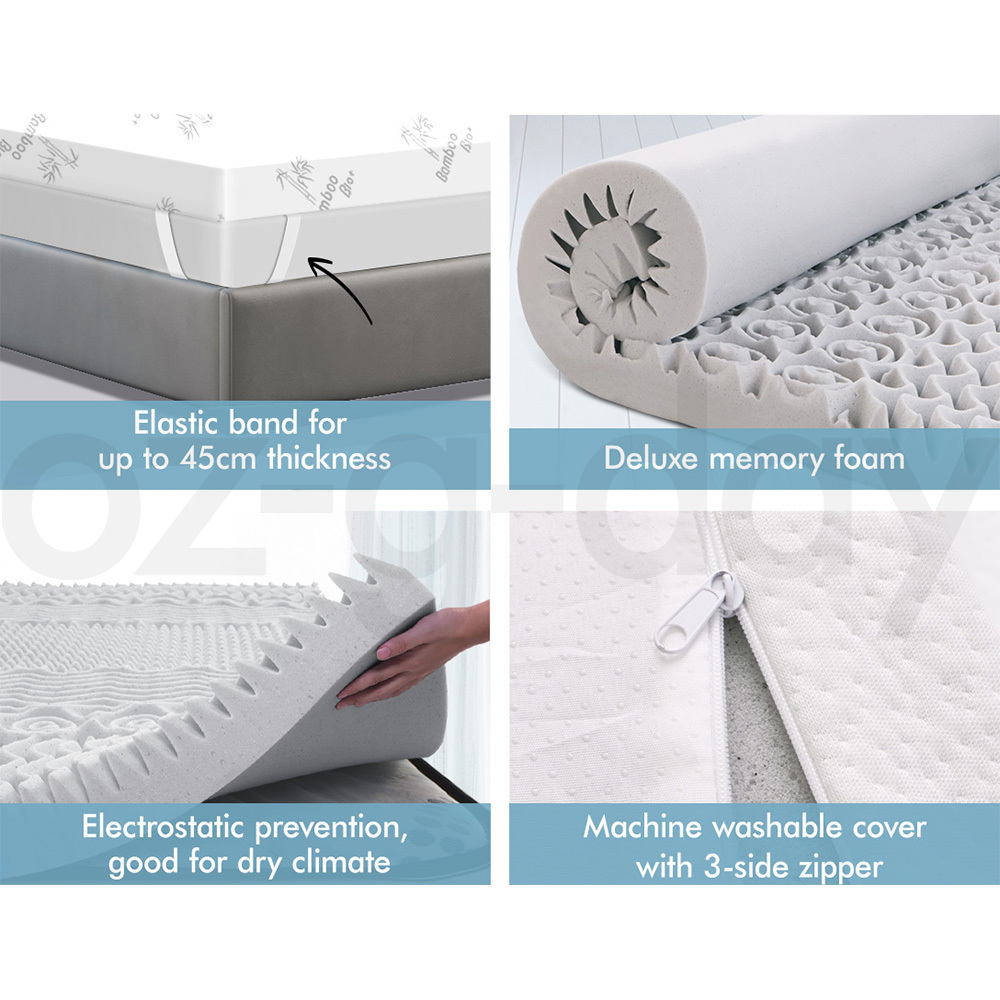 STARRY EUCALYPT Memory Foam Mattress Topper 7-Zone 5/8/10cm Gel Bamboo Fabric - Picture 178 of 194