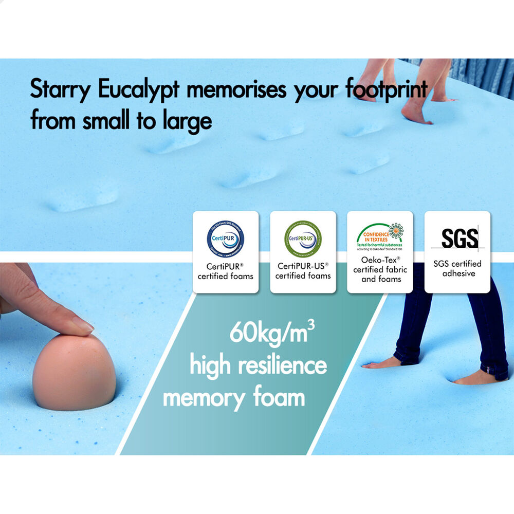 STARRY EUCALYPT Memory Foam Mattress Topper 5/8/10/12cm Bamboo 7-Zone Cool Gel - Picture 52 of 912