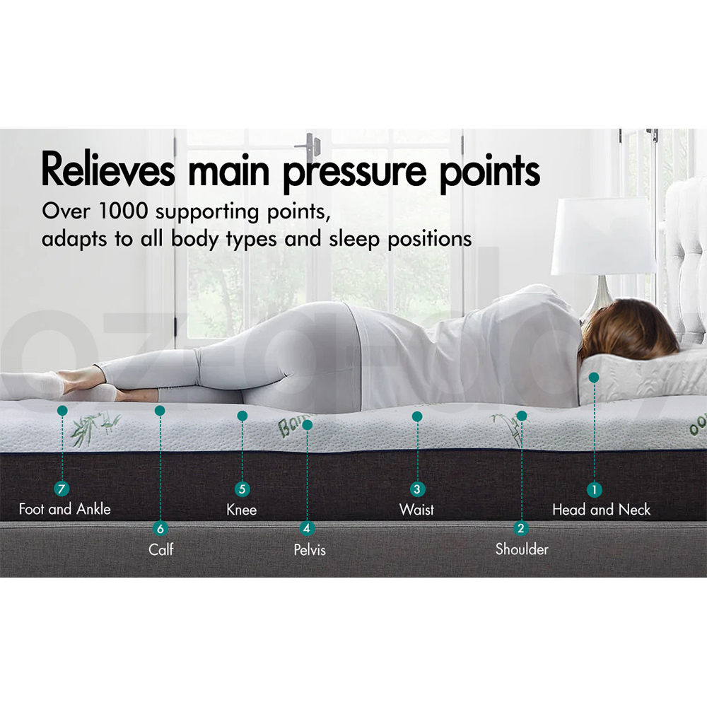 STARRY EUCALYPT Memory Foam Mattress Topper 5/8/10/12cm Bamboo 7-Zone Cool Gel - Picture 448 of 912