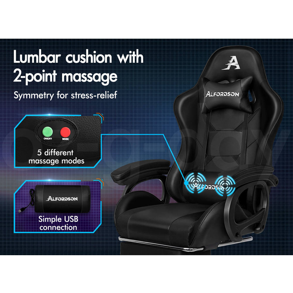 ALFORDSON Gaming Office Chair Massage Racing 12 RGB LED Computer Work Seat - Picture 92 of 267