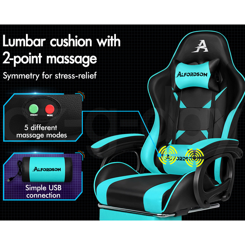 ALFORDSON Gaming Office Chair Massage Racing 12 RGB LED Computer Work Seat - Picture 116 of 267