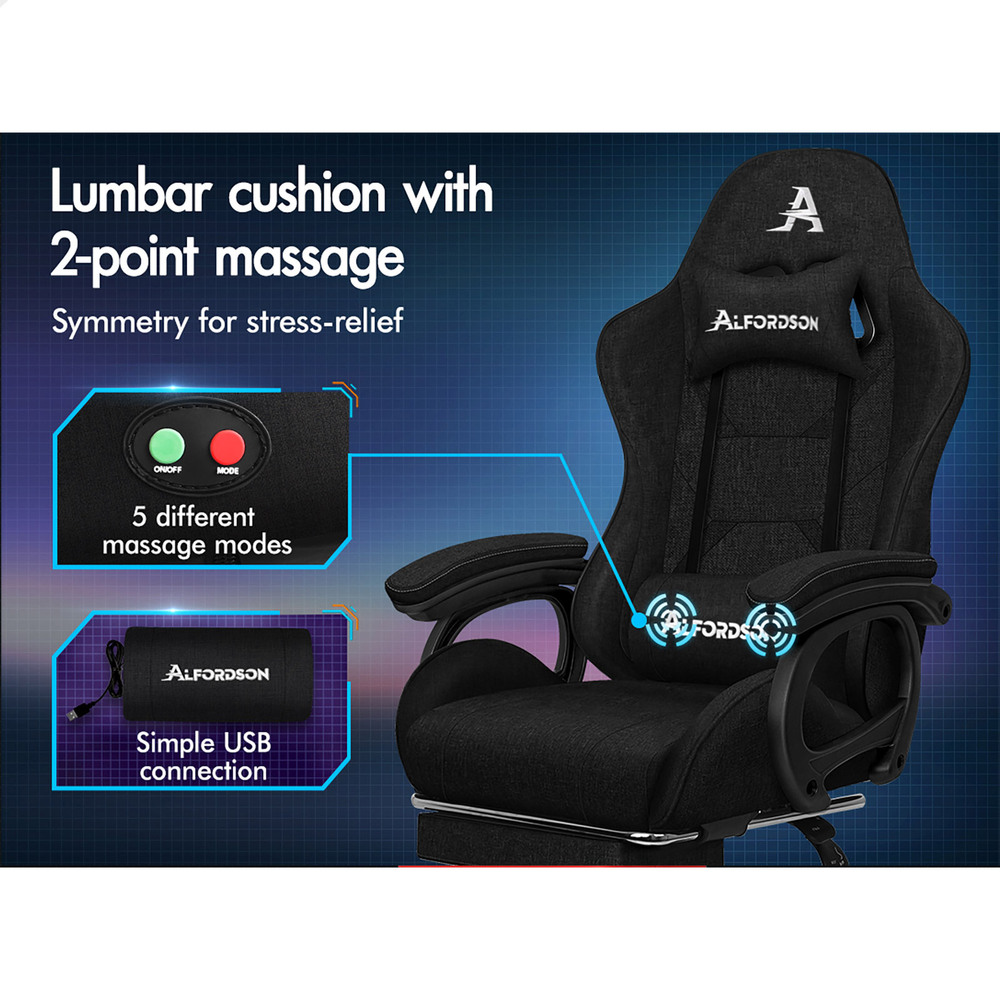 ALFORDSON Gaming Office Chair Massage Racing 12 RGB LED Computer Work Seat - Picture 176 of 267