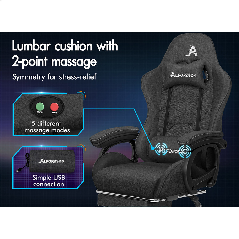 ALFORDSON Gaming Office Chair Massage Racing 12 RGB LED Computer Work Seat - Picture 187 of 267