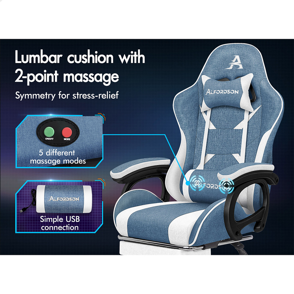 ALFORDSON Gaming Office Chair Massage Racing 12 RGB LED Computer Work Seat - Picture 211 of 267